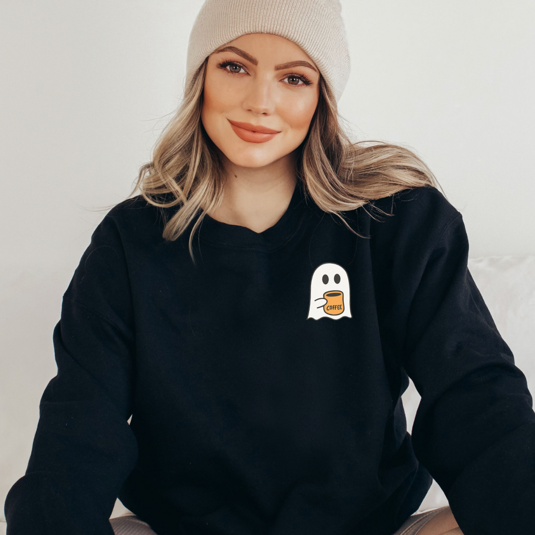 Coffee Ghost Embroidered Sweatshirts