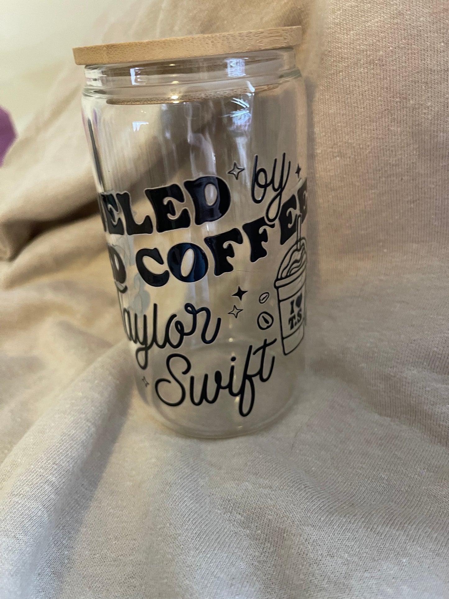 Fueled By Iced Coffee + TS Glass Cup
