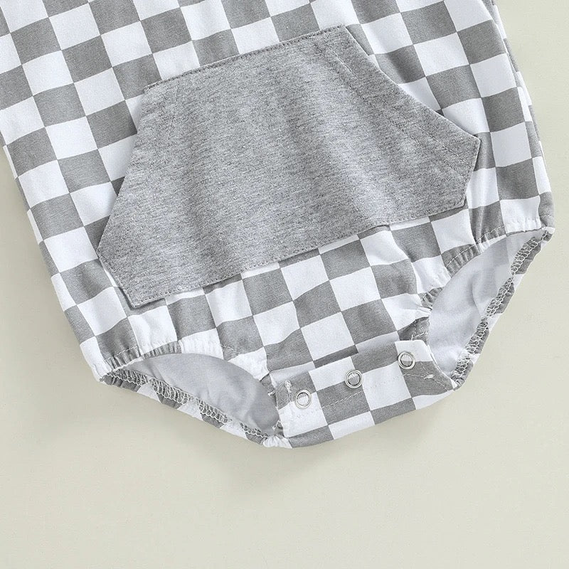 Checkered Bubble Hoodie Romper