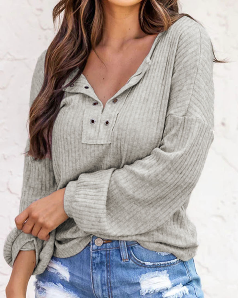 Grey For Days Ribbed Top