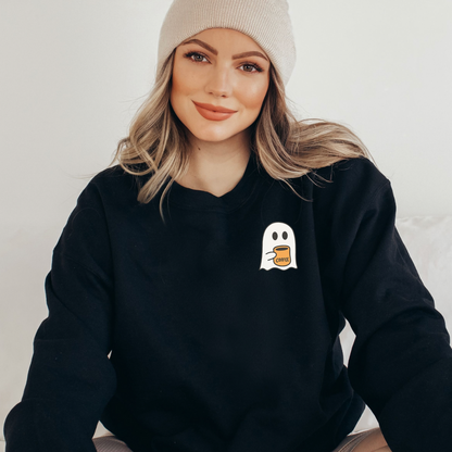 Coffee Ghost Embroidered Sweatshirts