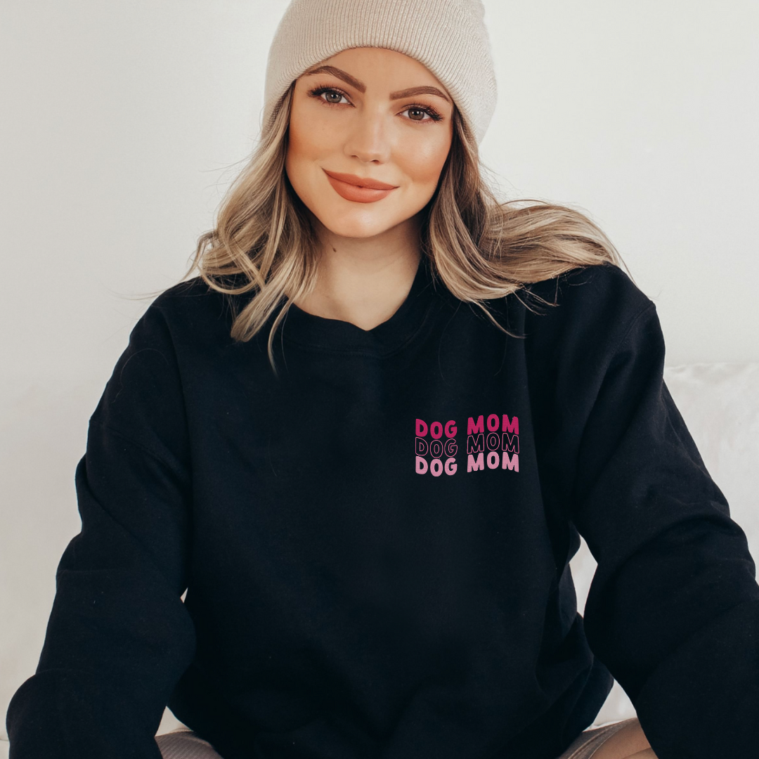 Stacked Dog Mom Embroidered Sweatshirt