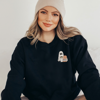 BOOKISH GHOST EMBROIDERED SWEATSHIRT