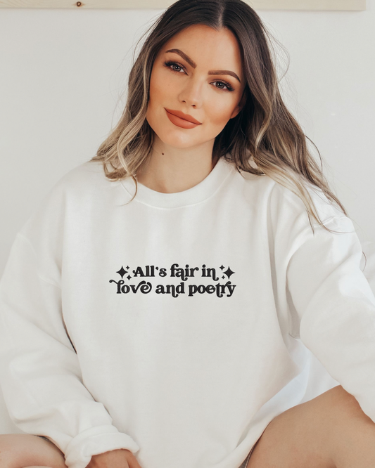 Copy of All's fair in love and poetry sparkle embroidered sweatshirt