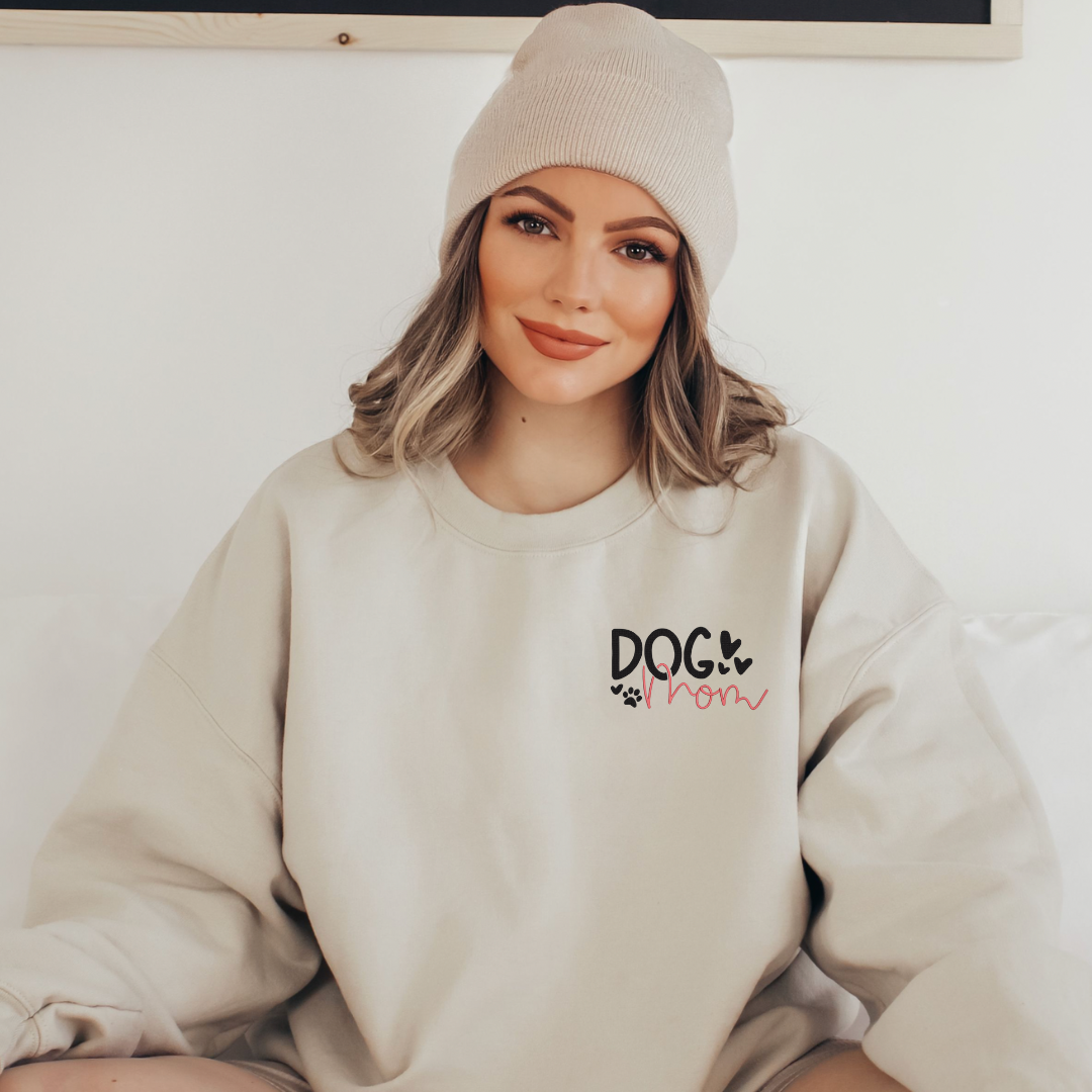 Dog Mom Embroidered Sweatshirt