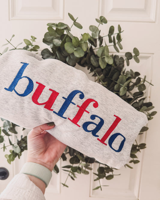 Buffalo Red and Blue Embroidered Sweatshirt