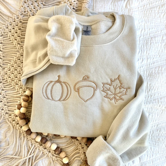 Autumn Items Embroidered Sweatshirt