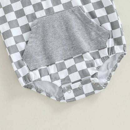 Checkered Bubble Hoodie Romper