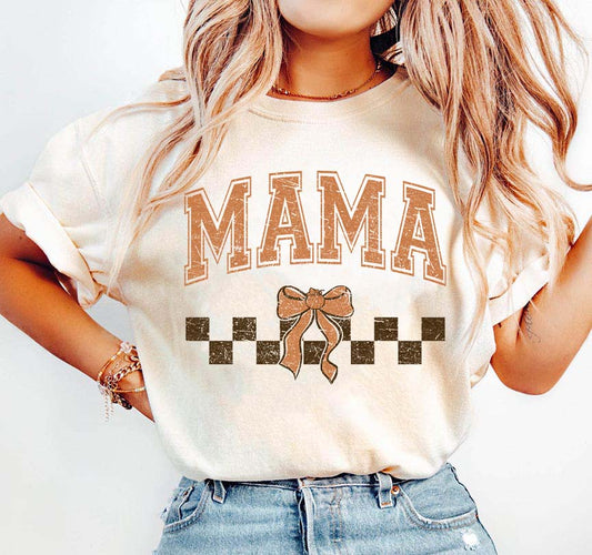 Mama Checkered Bow Tee