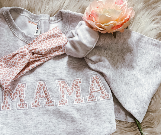 Mama Leopard Applique Sweatshirt