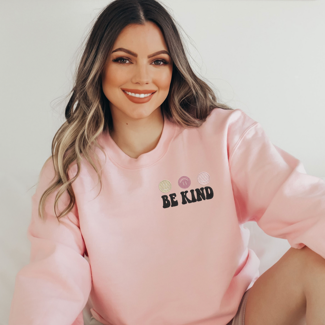 Be Kind Happy Face Embroidered Sweatshirt