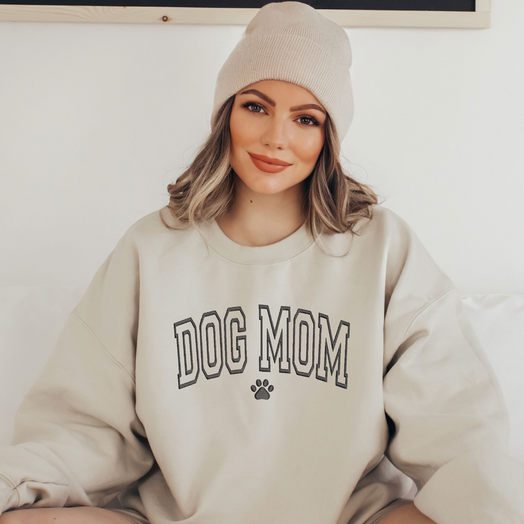 Dog Mom Embroidered Sweatshirt