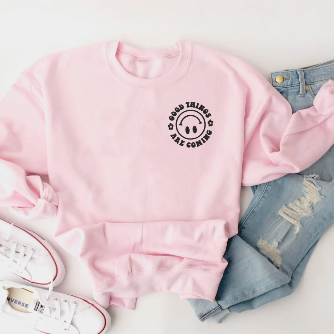 Good Things Are Coming Embroidered Sweatshirt