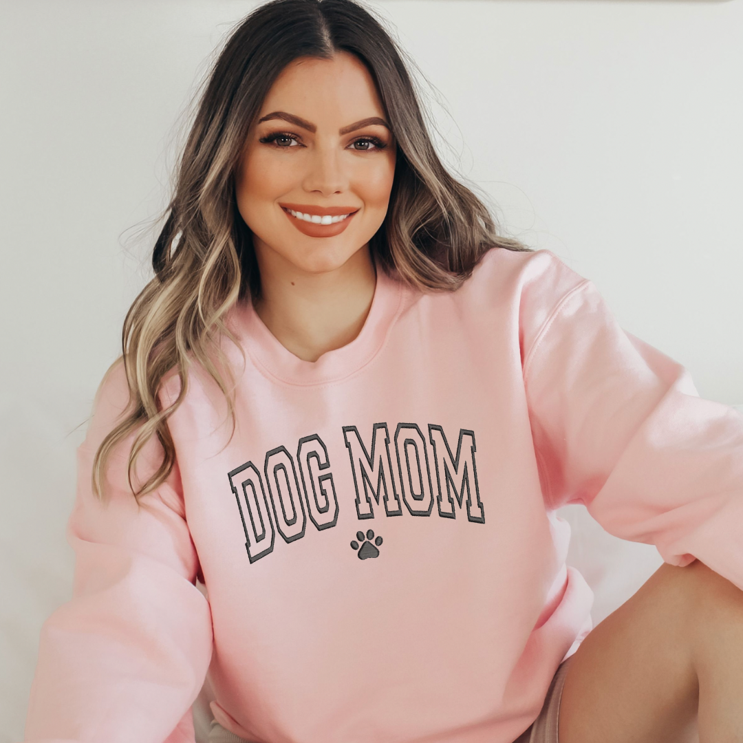 Dog Mom Embroidered Sweatshirt