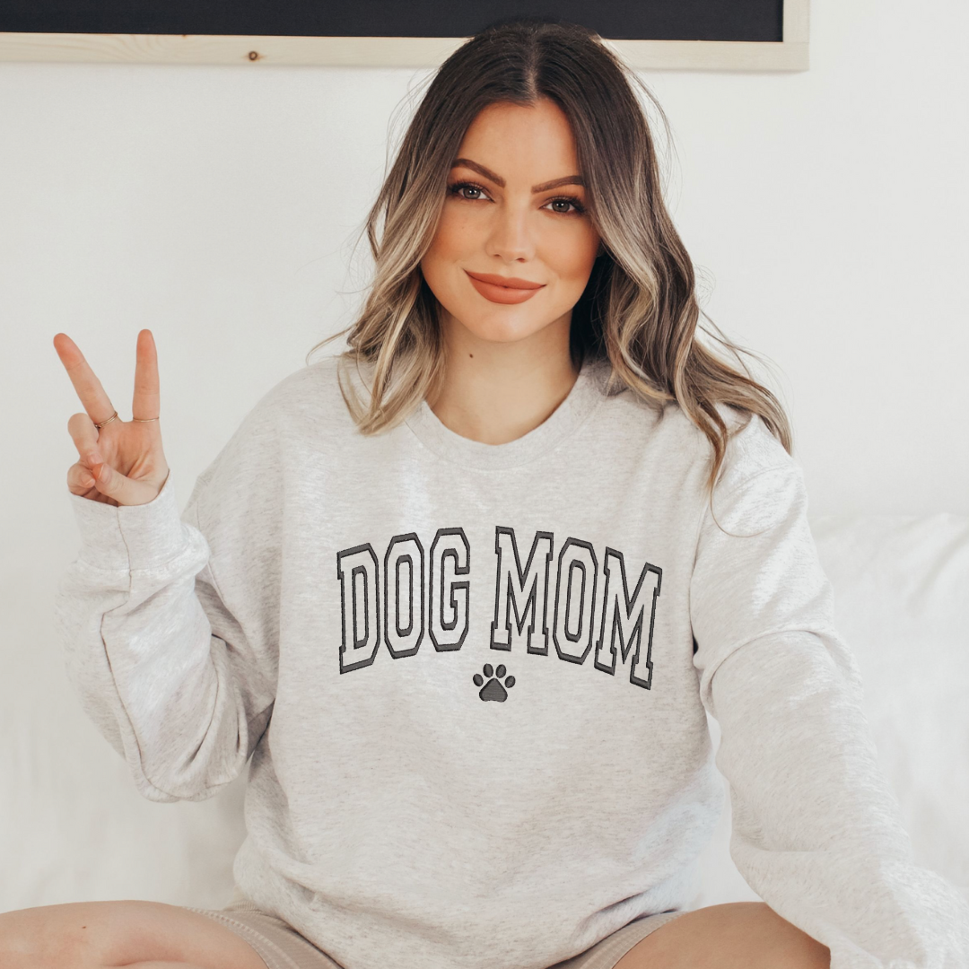 Dog Mom Embroidered Sweatshirt