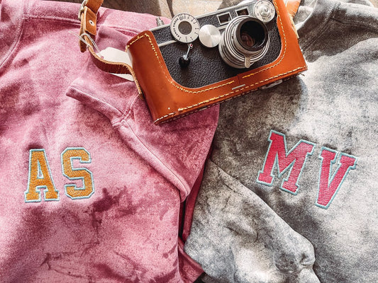 Varsity Monogram Embroidered Colorblast Crewneck