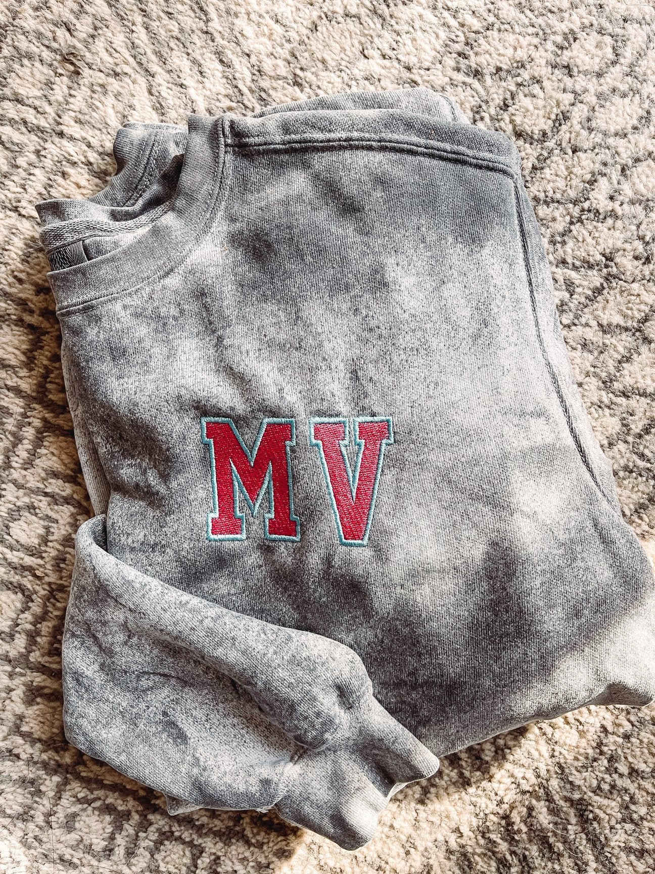 Varsity Monogram Embroidered Colorblast Crewneck