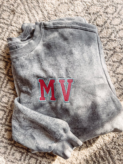 Varsity Monogram Embroidered Colorblast Crewneck