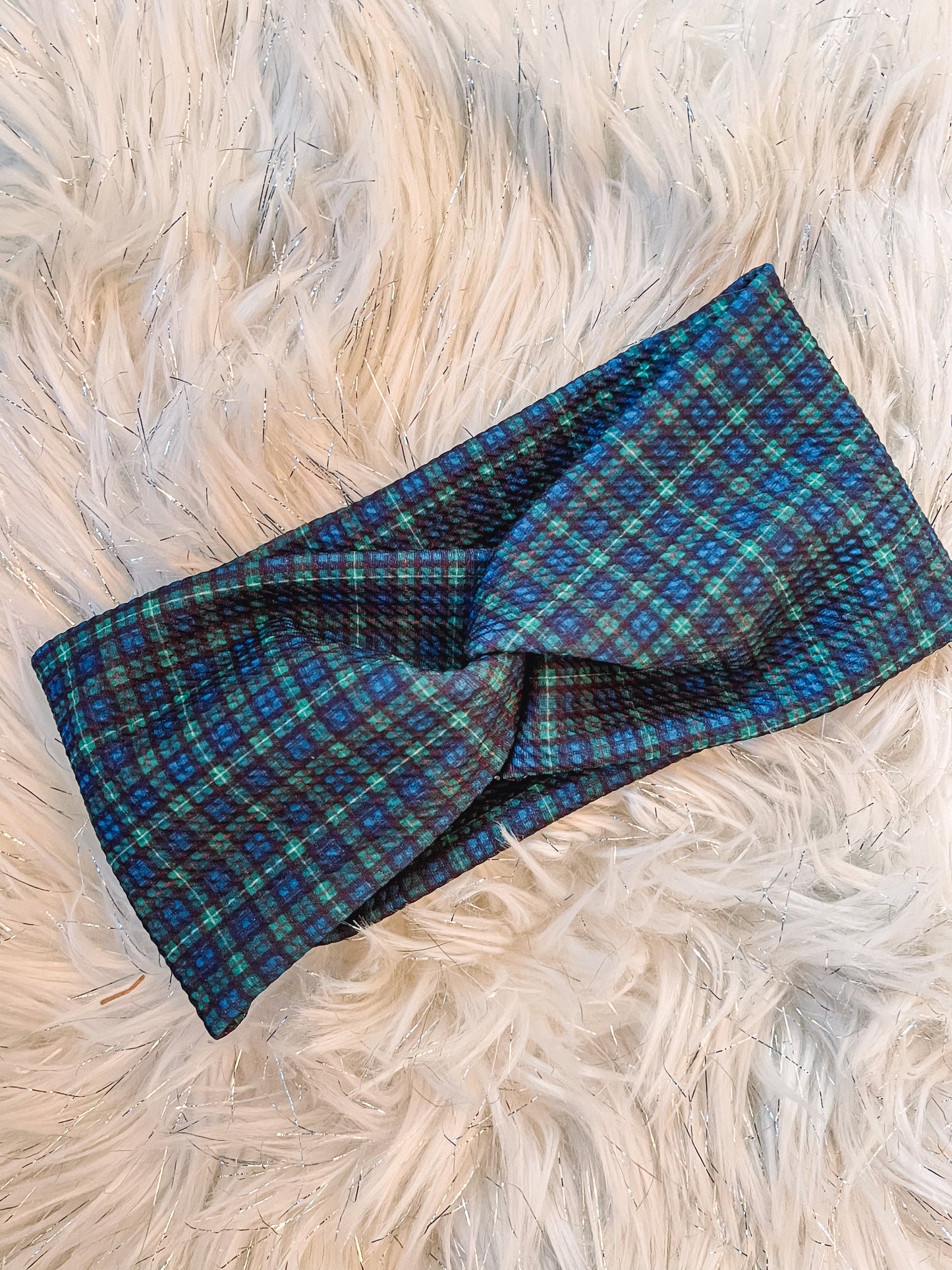 Blue + Green Plaid Headband