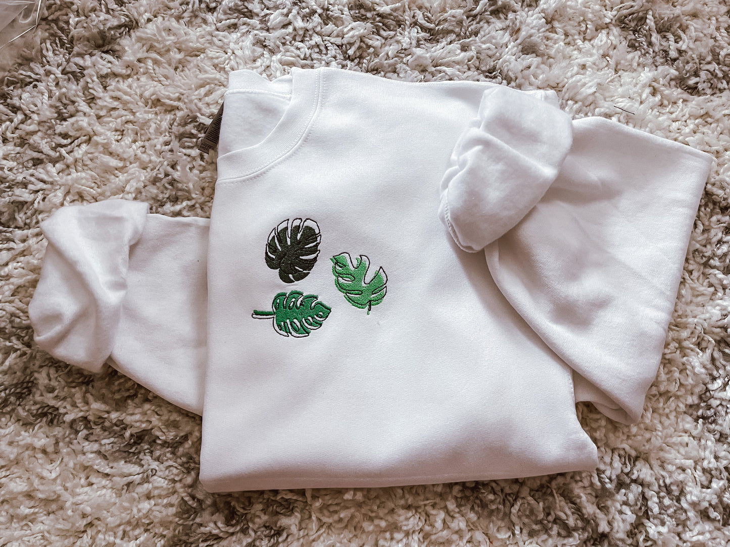 Monstera Leaf Embroidered Sweatshirt