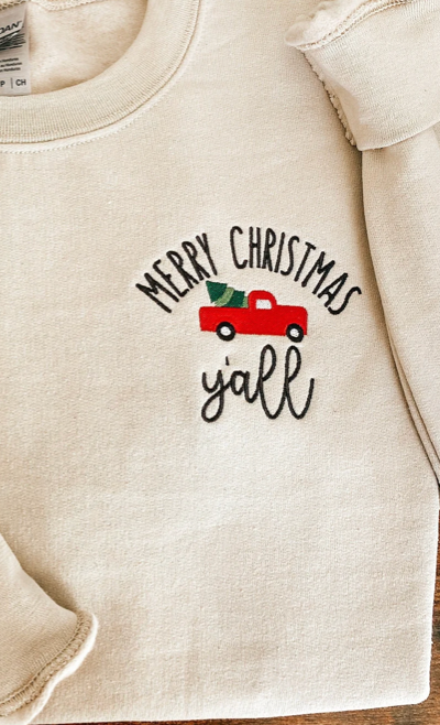 Merry Christmas Y'all Embroidered Sweatshirt