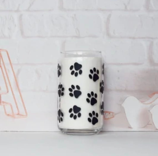 Paw Print Glass Cup