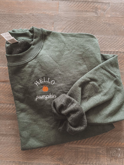 HELLO PUMPKIN EMBROIDERED SWEATSHIRT - ADULT