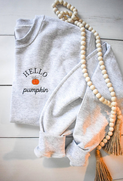 HELLO PUMPKIN EMBROIDERED SWEATSHIRT - ADULT